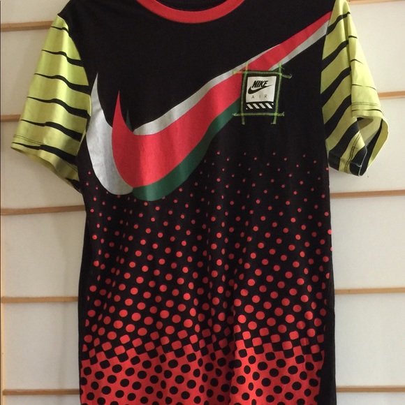 NIKE Air J"Just Do It" Iconic Retro Checkmark  TShirt Multi Black Red Yellow S - Picture 8 of 9